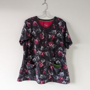 Premiere by Healing Hands Women's Floral Print Scrub Top - Size 2X
